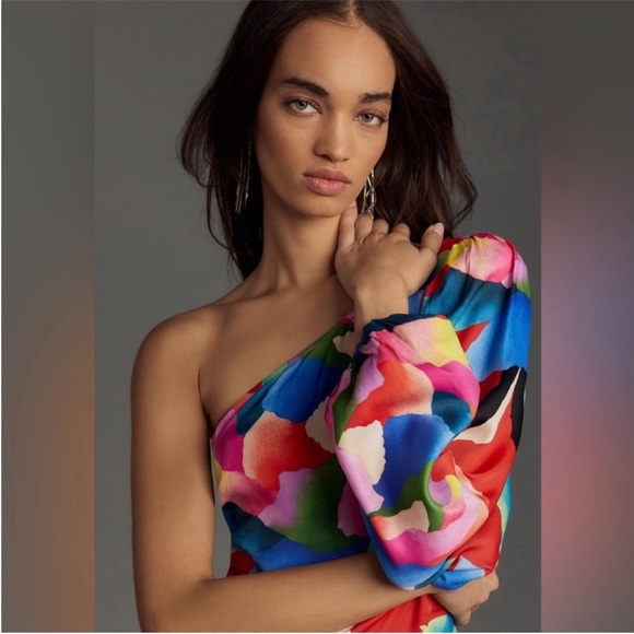 Farm Rio One-Shoulder Slim Floral Midi Dress - Picture 4 of 9